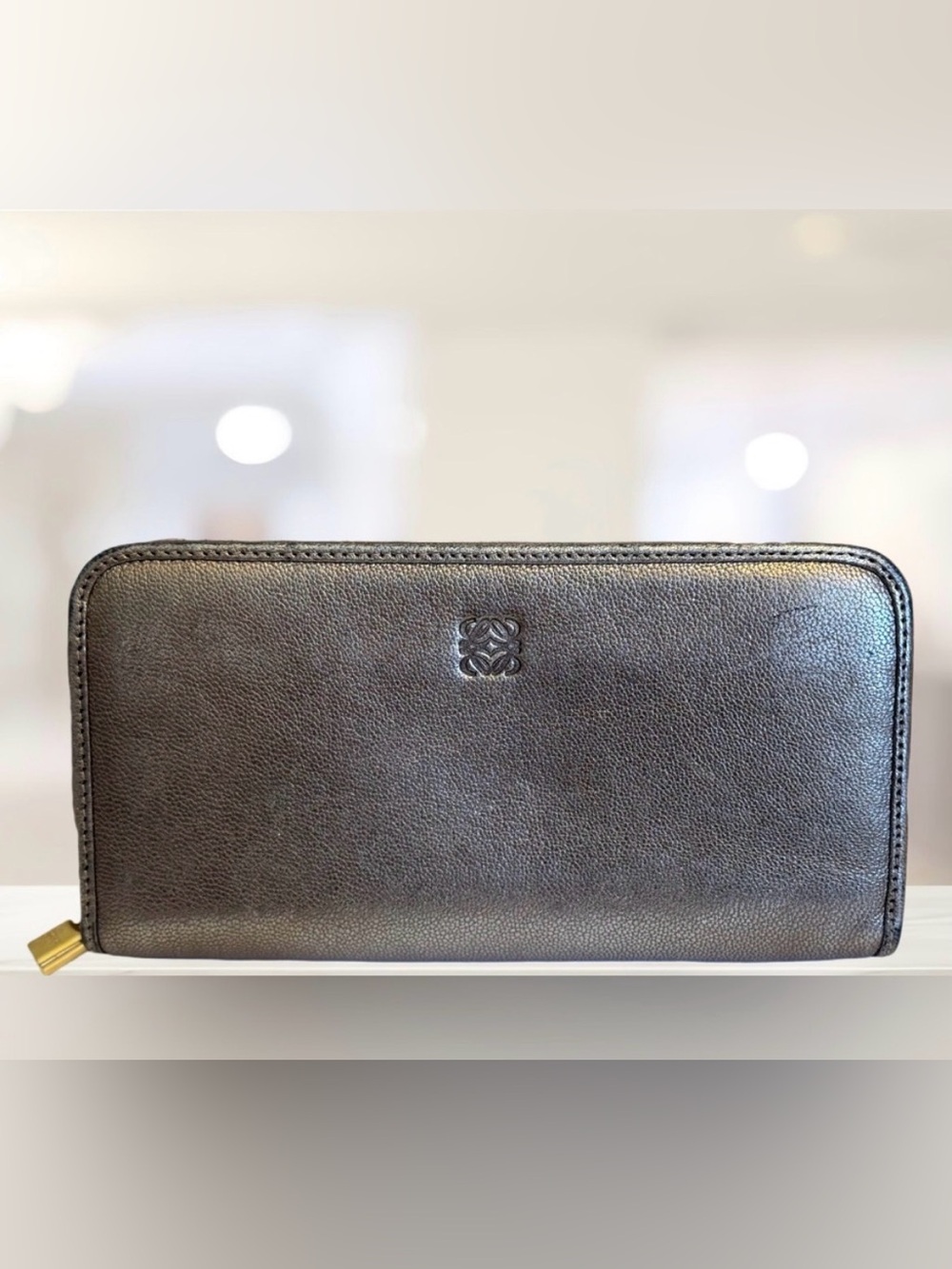 Loewe Anagram Metallic Zip Around Wallet